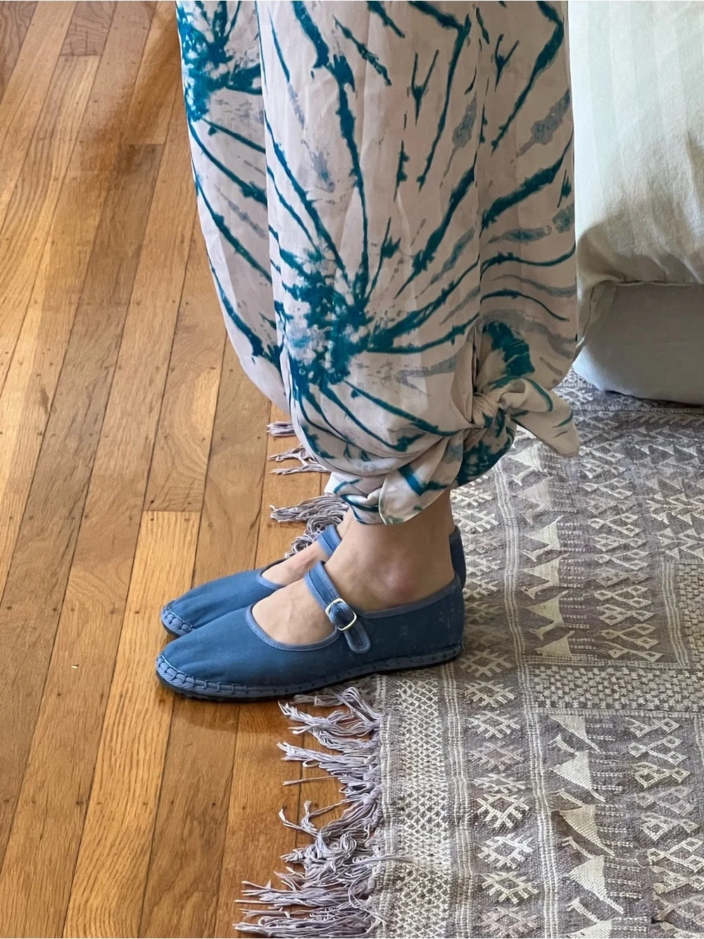 FP Intimately Free People turquoise blue light pinkish cream tie-dye set - Picture 10 of 10